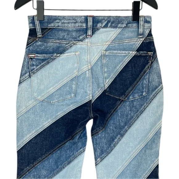 Alice + Olivia Beautiful High Rise Wide Leg Jeans - Indigo Twirl Patchwork Sz 26 - Picture 10 of 11